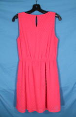 ELLE Lined CHIFFON Pink SWISS DOTS Pleated Neckline SLEEVELESS Blouson Dress 6