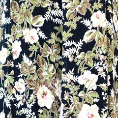 Her Style Vintage 80&rsquo;s Reversible Black Floral Rayon Modest Midi Dress Medium