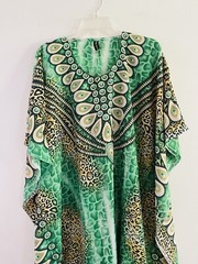 True Rock Women’s White Yellow Green Sequined Kaftan Mumu Caftan One Free Size