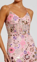 Mac Duggal Pink Multi Floral Embellished Corset Bodice Gown Size 12 $498