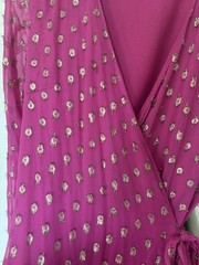 VICI Collection Vibrant Pink And Silver Long Sleeve Wrap Dress