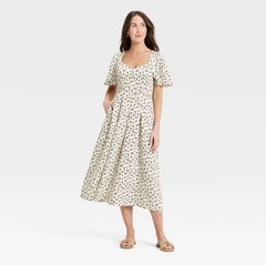 Women&rsquo;s Flutter Sleeve Belted Midi Dress – A New Day