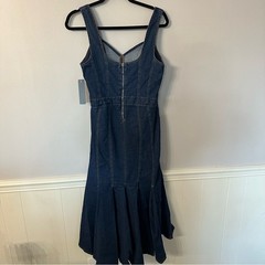 Tractr Women’s V-Neck Tank Dark Wash Denim Zip Up Back Hi/Lo Dress Sz M NWT