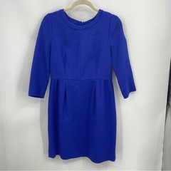 J Crew Double Face WOOL Crepe Teddie Dress Blue Sz 6