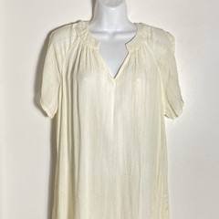 Available Mini Dress Womens Large White w/Gold Metallic threads Short Sleeve NWT