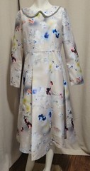 Kimono Inspired Print, Modest, A Line Pleated Dress XXL (Lg), HZY, Fully Lined.