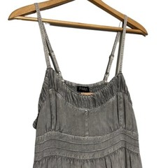 Papillon Gray Stonewashed Boho Mini Dress XL Adjustable Straps NWT Festival
