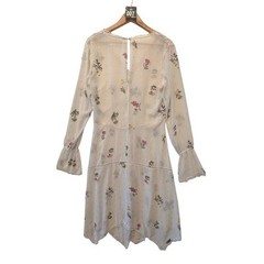 Rachel Rachel Roy White Floral Gold Metallic Clip Dot Handkerchief Dress