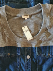 Pilcro by Anthropologie Women&rsquo;s Blue/Grey Denim Sweatshirt Twofer Mini Dress S