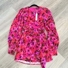 For Love & Lemons Lauren Long Sleeve Mini Dress – Pink Floral