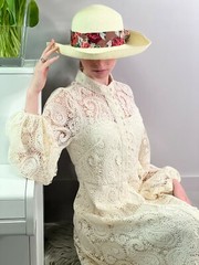 Dress long long sleeves lace summer dress wedding dress high quality classy cream