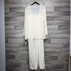 Studio I Jacket Dress Women&rsquo;s 10/12 Ivory Satin Sheer Wedding Evening *READ*