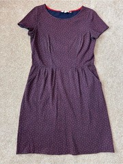 Boden Phoebe Cotton Jersey Dress Purple Floral Print Pockets Size 8