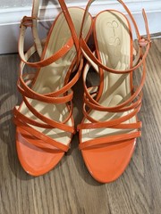 BISOU BISOU Orange Pleated Sleeveless Maxi Dress Tie Back Size 6