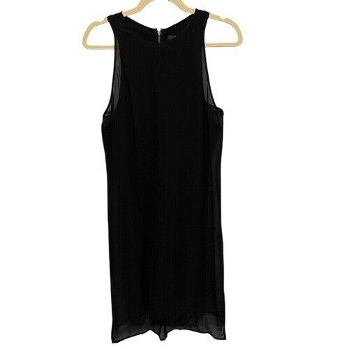 Rag & Bone Bailey Black Sheer Overlay Shift Dress L Sleeveless Minimalist
