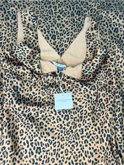 American Eagle Leopard Print Satin Midi Slip Dress 90s Y2K Grunge Boho