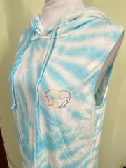 Ivory Ella Sz L Blue Tie Dye Hooded Sleeveless Sweatshirt Dress Cover-up Rainbow