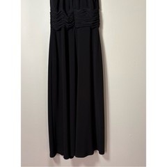 Evan Picone Black Halter Ruched Waist Midi Dress 4 Cocktail Marilyn Monroe Style