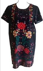 MINK PINK Wisdom Tee Short Sleeve Shift Dress black floral Size M Bohemian Boho