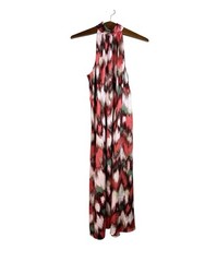 Banana Republic Silky Twill Halter Midi Dress Pink Print NWT Size 8 Classic