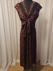 Thakoon Black Maxi Dress with Rust and Cream Floral Print