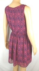 A. Buyer Navy & Pink Geometric Patterned Sleeveless Dress Women&rsquo;s Size Medium