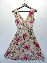 Lascana Wrap Dress Womens 2 Multicolor Floral Print Tie Waist Sleeveless V-Neck