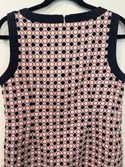 Brooks Brothers Petite 12P Sleeveless Cotton Shift Geometric Print Navy Red