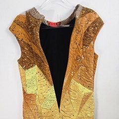 Akris Punto Rock Climbing Wall Patchwork Quilted Dress Cap Sleeve Modern Art 12