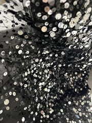 Basix II Nylon Dress 6 Black Silver Sequin Tulle Fit Flare Party Cocktail Skater