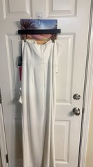 White Formal Gown One Shoulder Sleeveless Ruffle Accent Long Dress Women