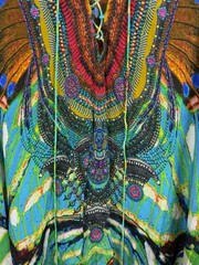Shahida Parides One Size Flowing Beaded Kaftan v-neck tie dress painting