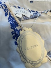 Velzara Blue/White Beaded Braid Above the Knee Dress. NWT 1XL