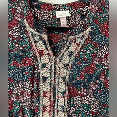 Knox Rose Floral Maxi Dress with Embroidered Yoke – Red, Green, Black