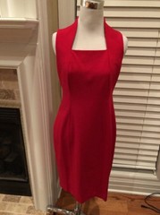 Talbots Red Modern Cut Wiggle RAYON NYLON Dress 60s Style Sexy PETITES Size 2