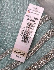 NWT R & M Richards Sleeveless V-Neck Dress Sz 6 Rhinestone Shimmer Seafoam Green