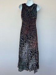 Vintage Planet Silk Mix Floral Maxi Dress UK8 | Y2K Black Gold Red Whimsigoth