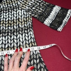 L Anthropologie Aryeh Sweater Dress Black Brown Boho Zip Neck Roll Tab 3/4 Slv L