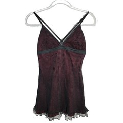 Vintage Morbid Threads Y2K Goth Mesh Babydoll Dress Red Black Strappy Medium