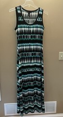 L-Sleeveless Long Maxi Dress Tank-Stretchy A-Line-Blue-Green Black Tie Dye-Grace