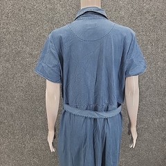 Denim Co Women&rsquo;s Lyocell Swing Belted Shirt Dress with Pockets Large Size Blue