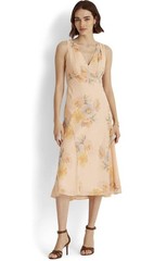 Lauren by Ralph Lauren Crinkled Sleeveless V-Neck Midi Dress, Size 8
