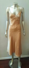 BHS BIAS CUT SATIN GOLD LUXE ETHEREAL COQUETTE SLIP DRESS ROMANTIC GOLDTONE sz M