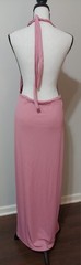 Pink Un-Lined Ribbed Open Back Halter Tie Neck Maxi Dress 4X Unbranded