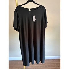J. Jill Wearever Black Short Sleeve Shift Dress Keyhole Back Plus Size 2X NWT
