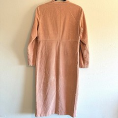 Orvis Corduroy Long Button Front Duster Dress Coat Pink Long Sleeve Womens 8