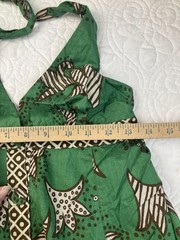 Crystal Candy MEDIUM Green Cotton Short Halter Dress Boho 80s 90s