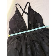Elegant Black Tulle Cocktail Dress with Floral Pattern