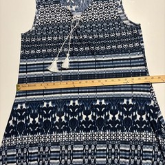 Live and Let Live Womens Large Blue Tribal Print High Low Tassel Dress