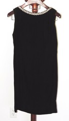 VTG 60&rsquo;s Sleeveless Little Black Dress Silver Glitter Trim Back Bow Approx Sz M